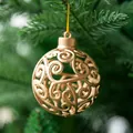 Set of 8 golden hollow Christmas balls 6cm diameter hanging on tree branch - Gold Sphere (8 Pack)