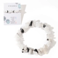 Bracciale elastico con scaglie di cristallo di rocca e ossidiana su carta Chakra - Nero Bianco-Con Carta