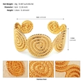 Golden stainless steel swirl pattern open bangle with spiral bohemian geometry - Spiral Vortex Style (BS-J5653G)