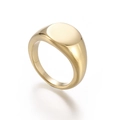 Polished 18K gold plated stainless steel signet ring for women at a 45-degree angle - US 6 / Gold