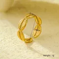 Detailed view of 18K gold plated open ring featuring textured wheat leaf patterns - Wheat Ear Leaf Texture