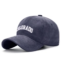 Navy blue cotton baseball cap with white COLORADO embroidery in a structured fit - Adjustable / High Quality (Brushed Cotton) / Navy Blue