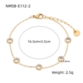 Bracciale in acciaio al titanio placcato oro 18 carati con zirconi e misure dettagliate - Oro Bianco Zircone