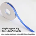 Royal blue matte cotton ribbon roll for gift wrapping, 1cm wide and 20 yards long - Double-sided Matte Cotton / 1.0cm Wide * 20 Yards / Royal Blue