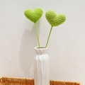 Handmade crochet green heart-shaped wool flowers in a set of two pieces - Single Heart (Finished) / Green