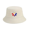 Cappello a secchiello classico in cotone beige con stampa sole e bandiera delle Filippine - M (56-58cm) / Beige