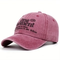Vintage washed cotton baseball cap in rose pink with professional One Moment embroidery - Adjustable / Burgundy