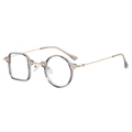 Asymmetric grey transparent resin sunglasses with square and round frames and metal legs - Grey Frame Clear Lens