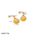 Detail view of gold shell earrings with dimensions 17.6mm by 14.8mm and 4.8g weight - Shell Ball Stud Earrings (TE6897-SB)