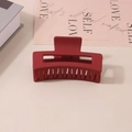 Matte dark red rectangular claw clip for thick hair shown on a minimalist desktop - #9 Matte Wine Red - 8.5cm / Bulk (No Packaging)