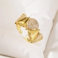 Minimalist 18K gold-plated geometric triangle open ring with micro-pave cubic zirconia - Geometric Triangle