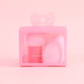 Pink mushroom puff and teardrop sponge set in a matching star-themed storage box - 2Pcs Set (Mushroom Head + Beauty Egg) / Pink