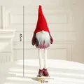 Christmas gnome doll with red knitted hat and plaid body on wooden base 45cm - Medium Plaid Style