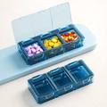Portable 3-compartment blue medicine box with transparent lid for weekly pill storage - 366 Blue 3-Grid