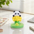 Cute panda desktop ornament with yellow flower base and green bamboo shoot accent - No Anxiety Panda Stand (1081-13)