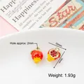 Cute red pomegranate fruit charms in alloy and enamel for DIY jewelry making - 43# Opened Pomegranate