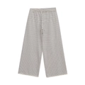 Damen Strickhose mit weitem Bein in Naturweiß mit schwarzen Streifen und Kordelzug - S / Pants