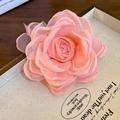 Elegant fabric flower hair claw in soft pink rose design for a sweet feminine style - Pink Layered Fabric Rose (Duckbill Clip)