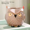 Brown ceramic owl succulent planter pot with glazed finish and 7.5cm size dimension - Style 06