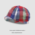 Classic red and blue plaid newsboy cap for kids with a vintage beret design - Plaid Beret Style / Red and Blue Plaid