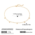 Macro detail of waterproof 18K gold stainless steel chain with zircon charms - Gold Round Bead Zircon Style (JDNW2409002)
