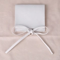 Elegant light grey plush jewelry pouch with soft velvet texture and ribbon bow tie - Thickened Microfiber Bow Tie (Light Grey) / 8x8cm