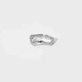 Irregular fluid line open ring in polished silver finish with minimalist wave design - Silver Style (YYR023041-P)