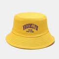 Detail of yellow cotton bucket hat with Brooklyn 1898 red embroidered letters - M (56-58cm) / Yellow