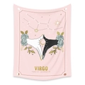 Pink bohemian Virgo constellation tapestry with celestial sun and moon design - Virgo
