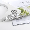 Elegant swan-shaped silver metal hair claw clip with faux pearls and cat-eye stone - Silver Swan Faux Pearl Style (B3325) / Silver