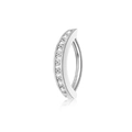 Silver stainless steel belly button ring with sparkling clear zircon stones - Silver Arc Clasp with Rhinestone