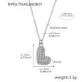 Silver stainless steel heart pendant necklace with zircon and 18k plating for women - Rp017-l Letter Steel Necklace 40+5cm