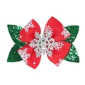 Kerst haarclip met rode sneeuwvlok strik en zilveren glitter sneeuwvlok versiering - 2# Zilveren Sneeuwvlok Stijl