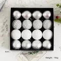 Set of 16 silver and white Christmas ornaments with diverse textures in a gift box - Silver
