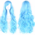 Long wavy sky blue cosplay wig made of high-quality heat-resistant synthetic fiber - Aqua