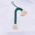 Handwoven green and white candy cane ornament with beige tassels for Christmas trees - Green