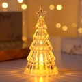 Close-up of glowing crystal Christmas tree night light with warm LED star topper - White (Warm Light Small)