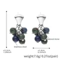 Stainless steel drop earrings featuring turquoise natural stone beads and smooth metal finish - Steel Natural Stone (F039)