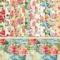 Cup of Flower 6x6 inch 160gsm cardstock paper pad with 12 vintage floral designs - R2354 24 Sheets