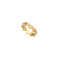 Vintage style golden heart ring with milgrain textured edges and continuous band - Milgrain Edge Heart Wrap / Gold