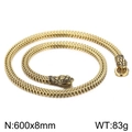 Punk style snake head woven chain necklace in golden finish 600mm length for men - Style A Gold 60cm (KN226377-KJX)