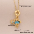 Gold ocean necklace featuring crab, blue jellyfish, and shell pendants in stainless steel - 1# Jellyfish (Crab/Jellyfish/Shell)