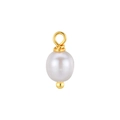 Elegante ciondolo con perla bianca e gancio dorato per creazione di gioielli - A0026-Perla Rotonda Bianca / Oro