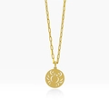 Golden stainless steel zodiac necklace featuring a hollow cancer crab pendant with diamond - Cancer