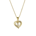 18k gold plated heart necklace with letter S pendant and sparkling crystals - Necklace S