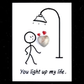 Healing card with heart-shaped natural gemstone and 'You light up my life' quote - Agate