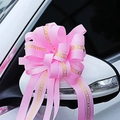 Pink satin ribbon bow with golden Love You text for wedding car mirror decoration - Eternal Love Pink 5Pcs/Pack