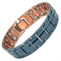 Magnetic therapy bracelet with double-row black and copper links on a white background - Ancient Copper All Magnets Gunmetal