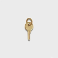 Golden metal mini key pendant with mesh texture and top ring for pearl necklaces - Key