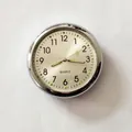 40mm silver alloy car quartz clock with champagne dial and luminous numerals - With Double-sided Tape / Silver